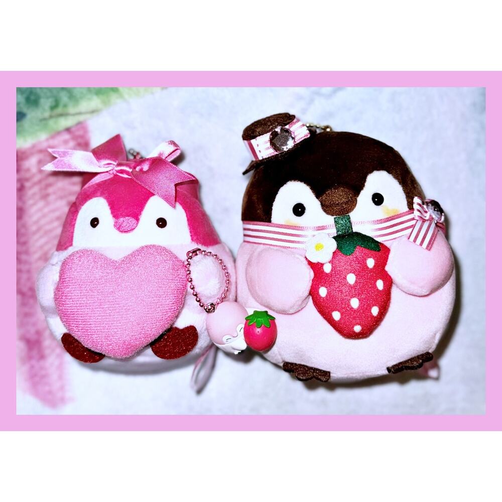 Japan Koupen-chan Mini Mascot Toy Plush Charm Lot Strawberry Milk Ribbon Pink